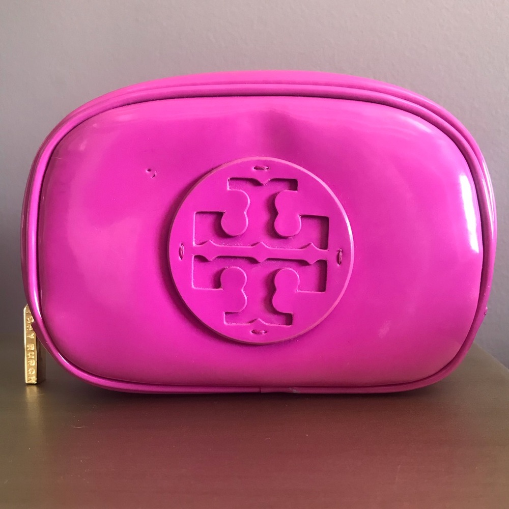 Tory Burch Fuchsia Patent Cosmetic Case
